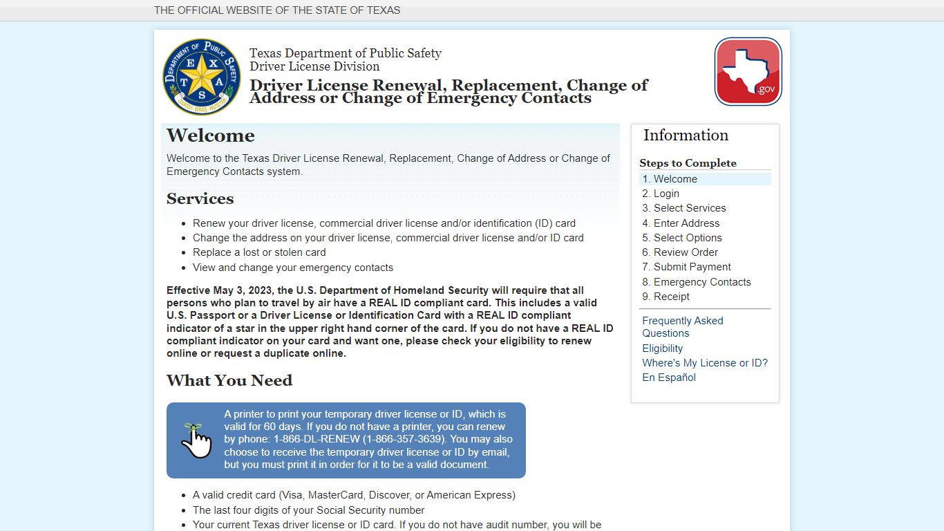 Texas Driver License Renewal and Change of Address